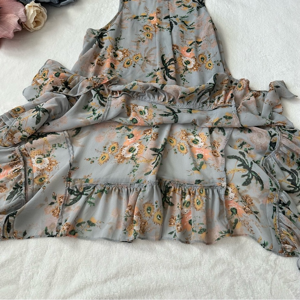Anthro Maeve Floral Magda Handkerchief Ruffle Tunic Top Small - Picture 4 of 11